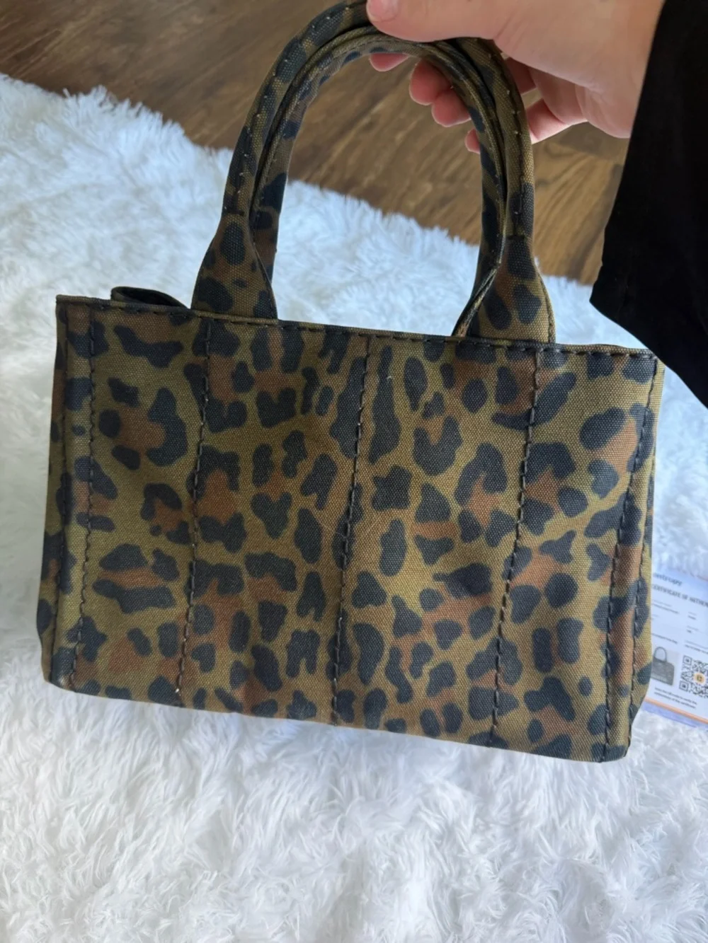 Prada Leopard Canvas Small Tote - Picture 5 of 10